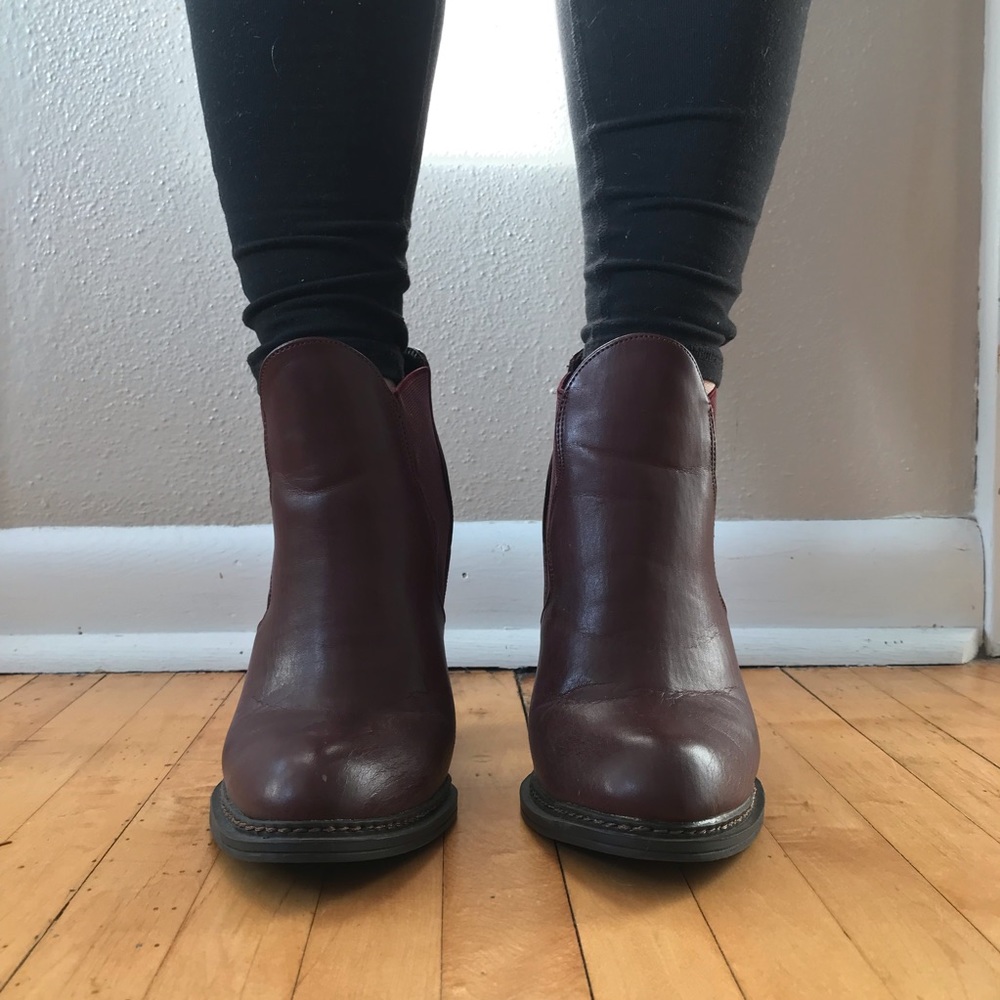 Burgundy Booties with Chunky Heal